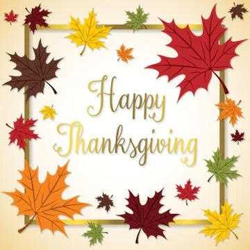 Fall Leaf Thanksgiving frame card in vector format. Stock Illustration