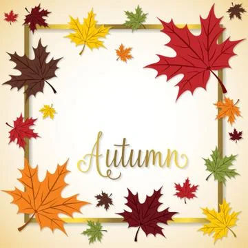 Fall Leaf Thanksgiving frame card in vector format. Stock Illustration