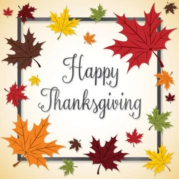 Fall Leaf Thanksgiving frame card in vector format. Stock Illustration