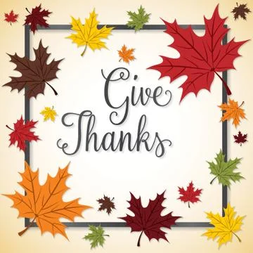 Fall Leaf Thanksgiving frame card in vector format. Stock Illustration
