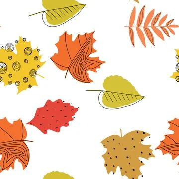 Fall leaf vector illustration. Seamless pattern. Hand drawn colorful design Stockillustratie