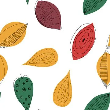 Fall leaf vector illustration. Seamless pattern. Hand drawn colorful design Illustrazione stock