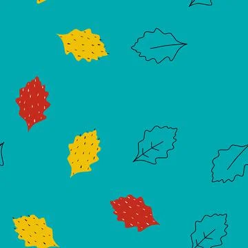 Fall leaf vector illustration. Seamless pattern. Hand drawn colorful design イラスト素材