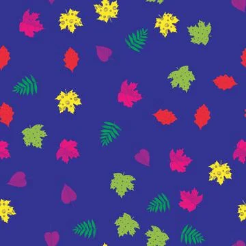 Fall leaf vector illustration. Seamless pattern. Hand drawn colorful design Stock Illustration