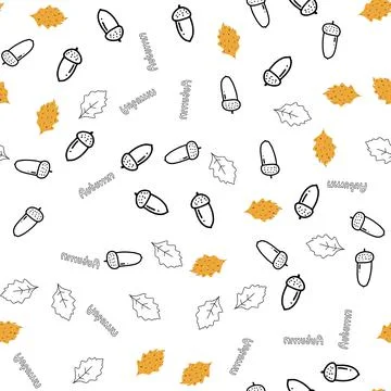 Fall leaf vector illustration. Seamless pattern. Hand drawn colorful design Stock Illustration