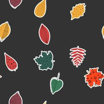 Fall leaf vector illustration. Seamless pattern. Hand drawn colorful design Stock Illustration