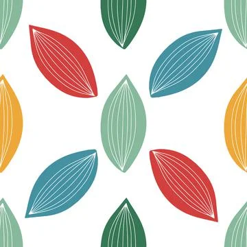 Fall leaf vector illustration. Seamless pattern. Hand drawn colorful design Stock Illustration