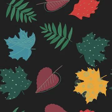 Fall leaf vector illustration. Seamless pattern. Hand drawn colorful design Illustrazione stock