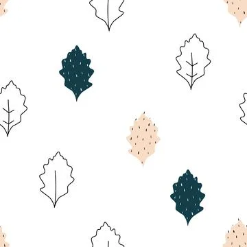 Fall leaf vector illustration. Seamless pattern. Hand drawn colorful design Stock Illustration