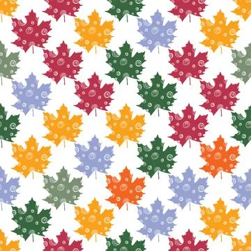 Fall leaf vector illustration. Seamless pattern. Hand drawn colorful design Illustrazione stock