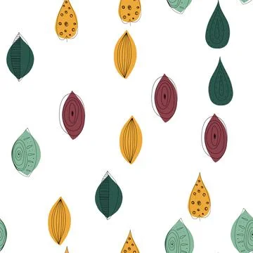 Fall leaf vector illustration. Seamless pattern. Hand drawn colorful design Stock Illustration