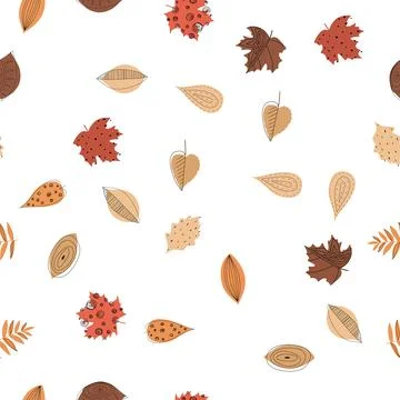 Fall leaf vector illustration. Seamless pattern. Hand drawn colorful design Stock Illustration