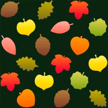 Fall Leafs Pattern Background Green Illustrazione stock