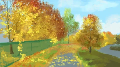 Fall of the leaves, autumn landscape Stock Footage 141890444