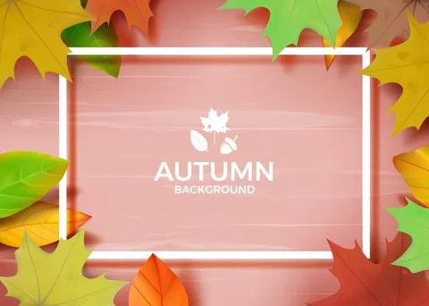 Fall leaves. Autumn leaf frame for banner, thanksgiving day poster design o.. Stock Illustration