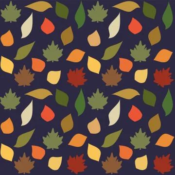 Fall leaves on a blue background. Vector seamless pattern 스톡 일러스트