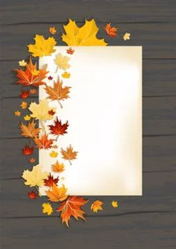 Fall leaves on dark background and card Stock Illustration