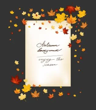 Fall leaves frame on dark background Illustrazione stock