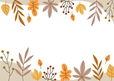 Fall leaves frame vector with autumn foliage branches and berries border on 스톡 일러스트