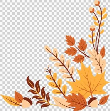 Fall leaves, oak leaf shapes and acorns being shown in flat design, on Stock Illustration