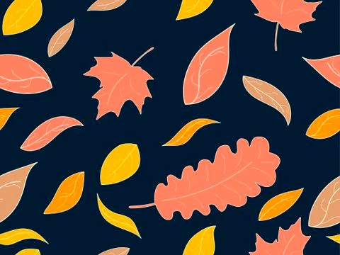 Fall leaves seamless pattern vector. Autumn falling leaves, background for wr Illustrazione stock