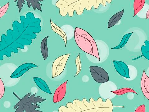 Fall leaves seamless pattern vector. Autumn falling leaves, background for wr Stock Illustration