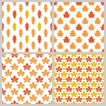 Fall leaves seamless patterns. Set of 4 autumn backgrounds. Vector template f Illustrazione stock