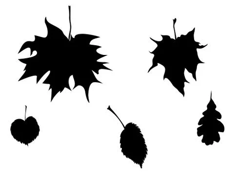 Fall leaves silhouettes set Ilustração Stock