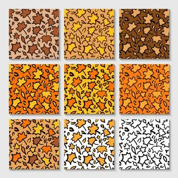 Fall Leopard or jaguar seamless pattern made of maple leaves. Trendy animal p Stock Illustration