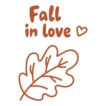 Fall in Love Autumn Leaf Doodle Illustrazione stock