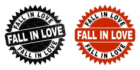 FALL IN LOVE Black Rosette Watermark with Grunged Texture Illustrazione stock