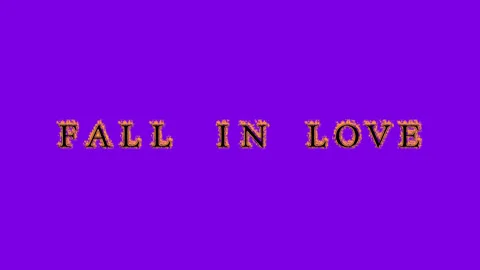 Fall In Love fire text effect violet background Stock Footage 136314452