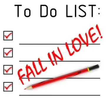 Fall in love! Text in TO DO LIST Иллюстрация