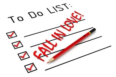 Fall in love! Text in TO DO LIST 스톡 일러스트