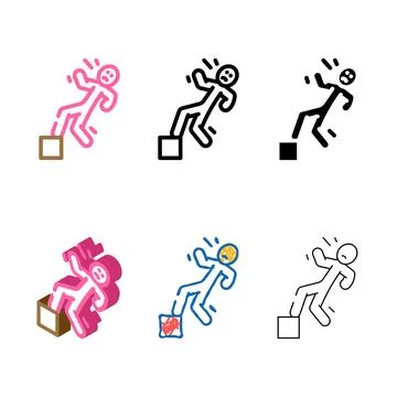 Fall man accident color multistyle icon vector Stock Illustration
