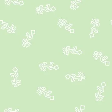 Fall man accident line vector seamless pattern Stock Illustration
