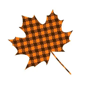 Fall maple leaf made of buffalo plaid pattern.  Cute autumn decorations. Vect 스톡 일러스트