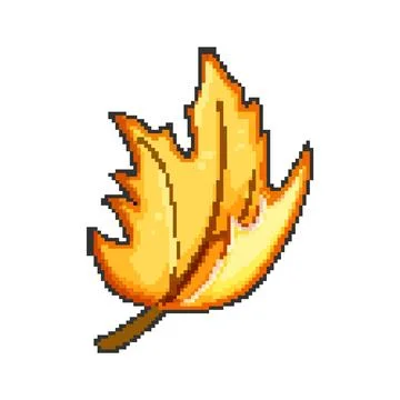 Fall maple leaf pixel art vector illustration Stock Illustration