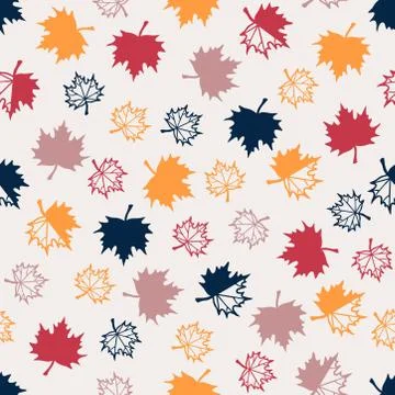 Fall Maple leaf seamless pattern. Autumn foliage. Flat design template. Modern Stock Illustration
