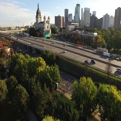 Fall Marathon High View Panning Backwards Stock-Footage 69525610