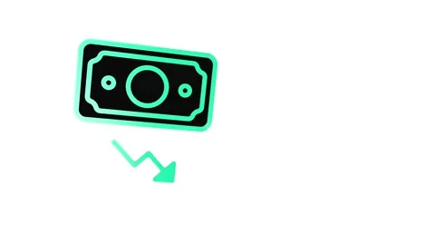 The fall in the monetary rate. Money transactions. Icon. Black background. Stock Footage 262977189