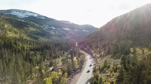 Fall with mountain road Stock Footage 91553495