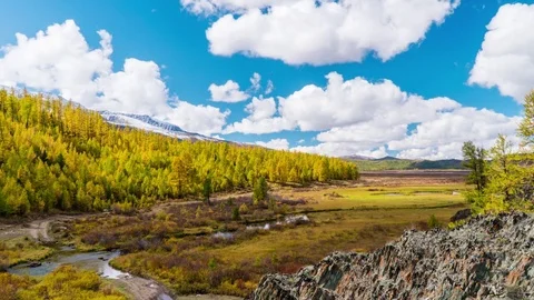 Fall in Mountains. Landscape panorama. Stock Footage