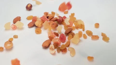 The fall of the nut-fruit mixture Stock Footage 164644311