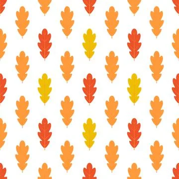 Fall oak leaves seamless pattern. Autumn vector background for fabric, clothe Stock Illustration