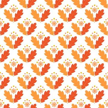 Fall oak leaves seamless pattern. Autumn vector background for fabric, clothe 스톡 일러스트