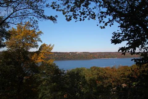 A fall panoramic view on the Hudson Stock Photos
