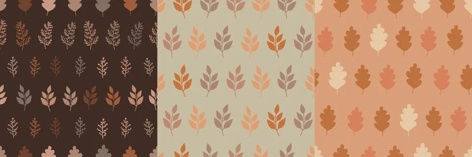Fall patterns with leaves and branches of plants Stock Illustration