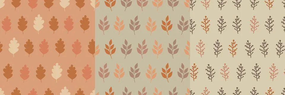 Fall patterns with leaves in set Stock Illustration