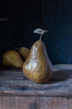 Fall pears in rustic setting Stock Photos